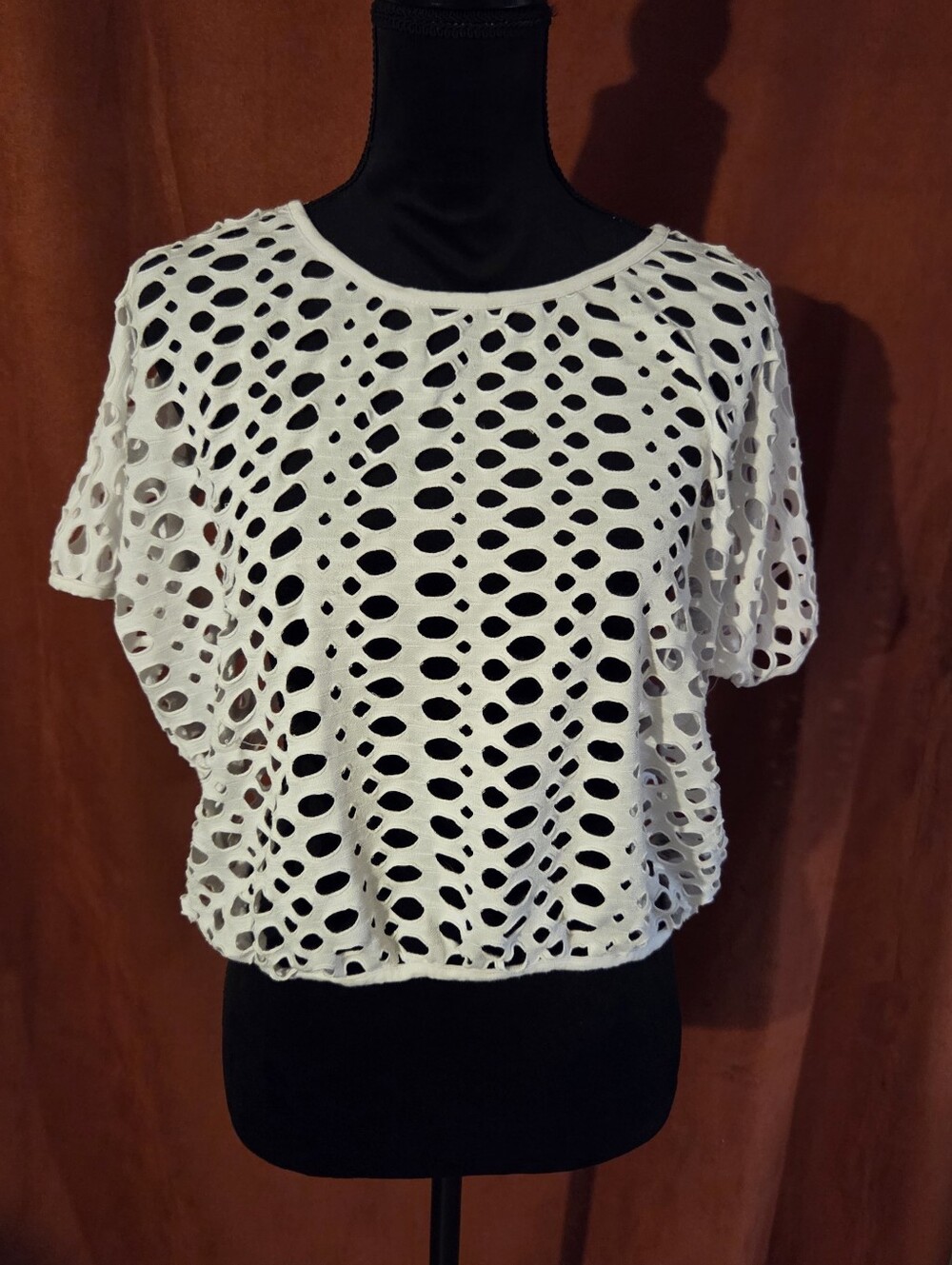 Yelete White Openwork Cropped Top